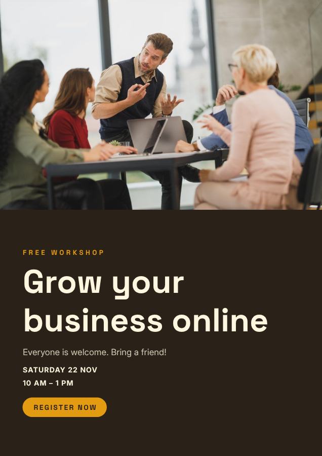 Sunny Grow your business online Poster — editable marketing template