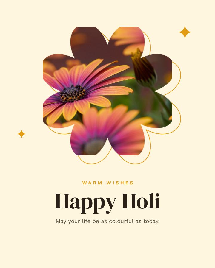 Sunny Holi Greeting Post — editable festivals template