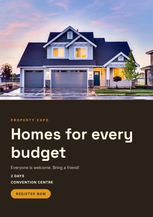 Sunny Homes for every budget Poster — editable marketing template