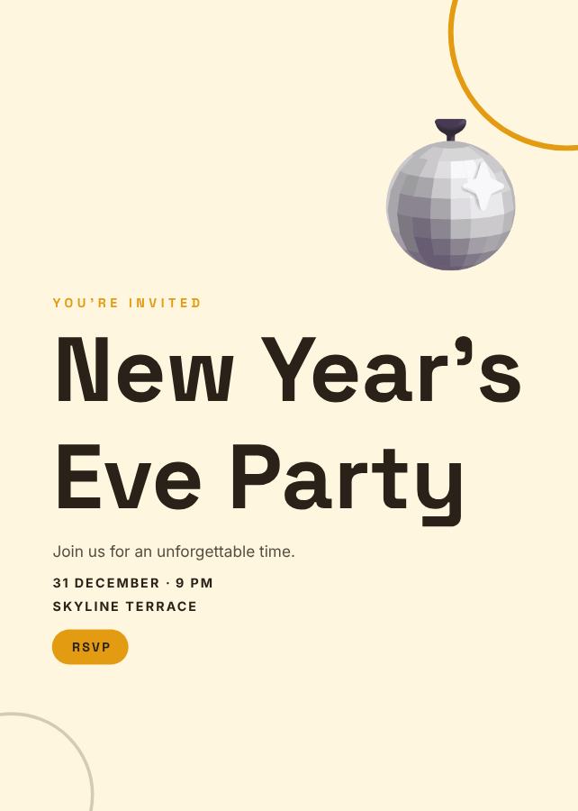 Sunny New Year's Eve Party Invitation — editable events template