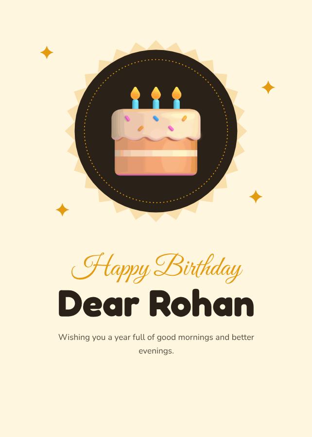 Sunny Rohan Birthday Wishes Card — editable birthday template