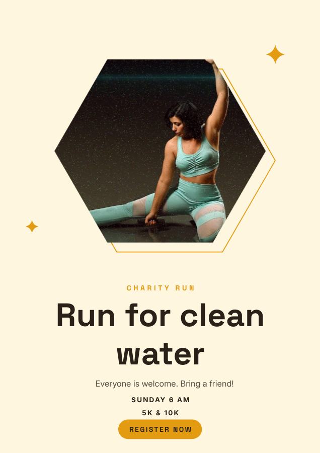 Sunny Run for clean water Poster — editable marketing template