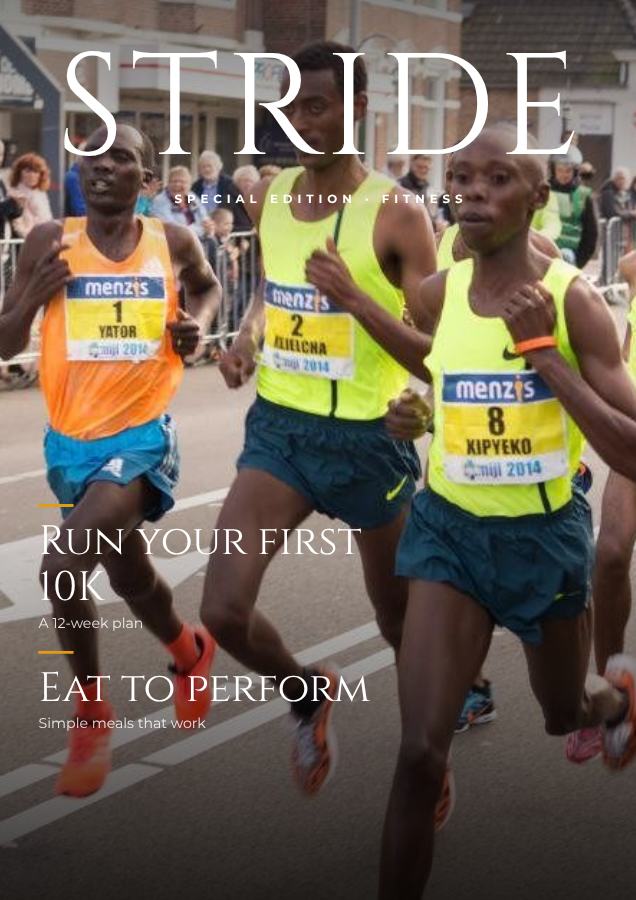 Sunny STRIDE Fitness Magazine Cover Special edition — editable marketing template
