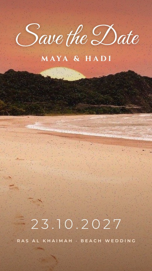 Sunset Beach Save the Date Story — free save the date template