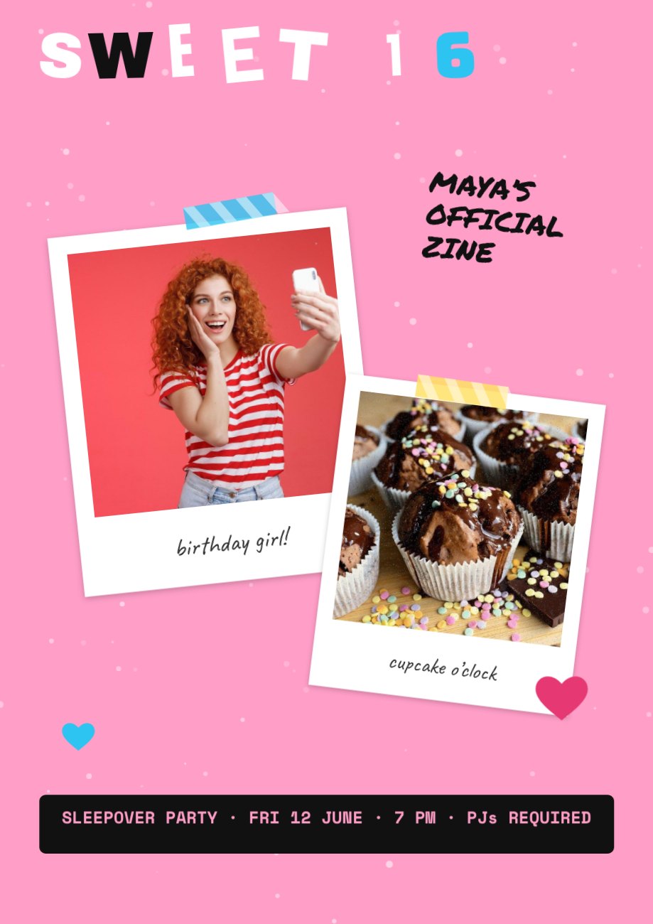 Sweet 16 Zine Birthday Cover — editable birthday template