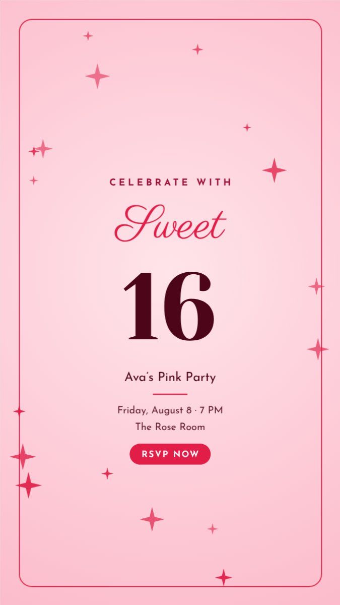 Sweet Sixteen Glam — editable birthday template