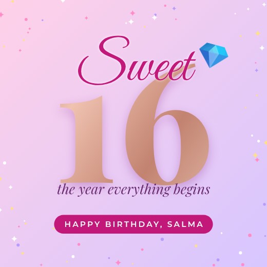 Sweet Sixteen Sparkle Post — free design template