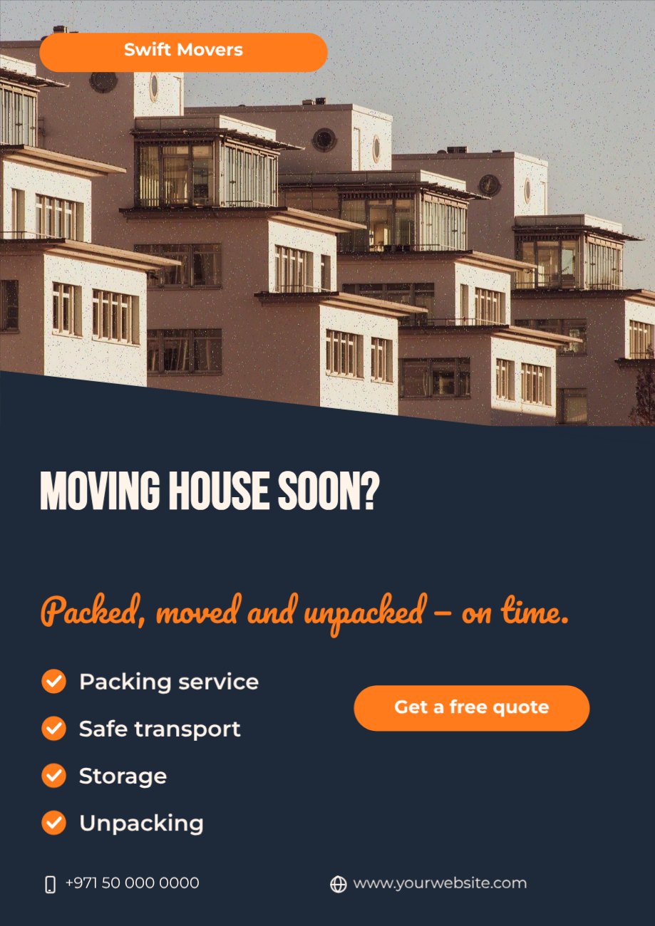 Swift Movers Question Flyer — editable marketing template