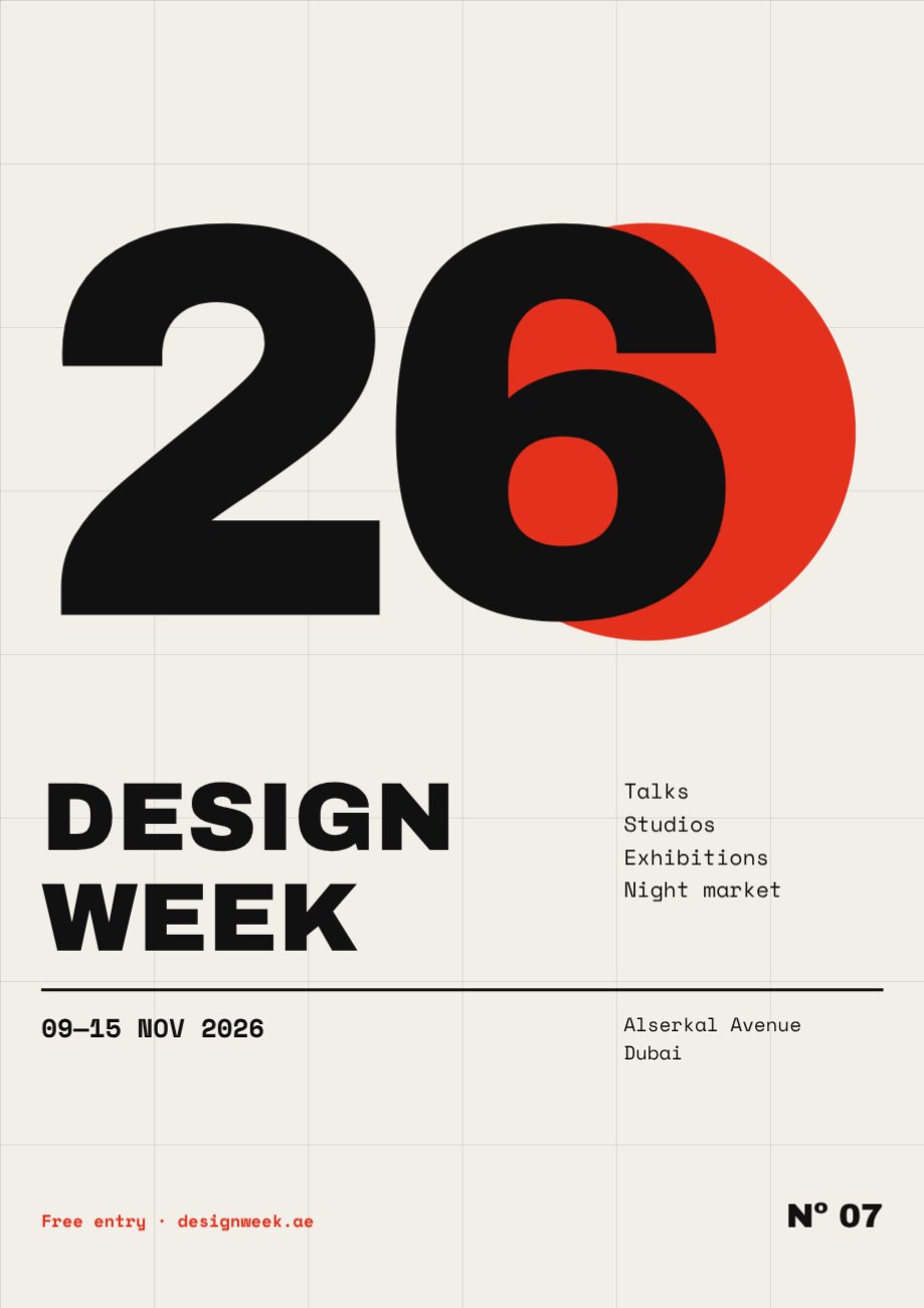 Swiss Grid Design Week Poster — editable marketing template