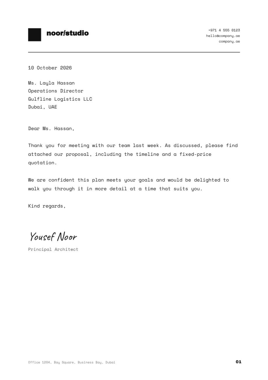 Swiss Studio Letterhead — editable business template