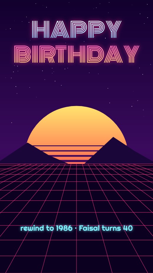Synthwave 80s 40th Story — free design template