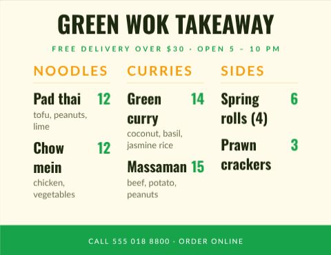 Takeaway Menu Flyer template