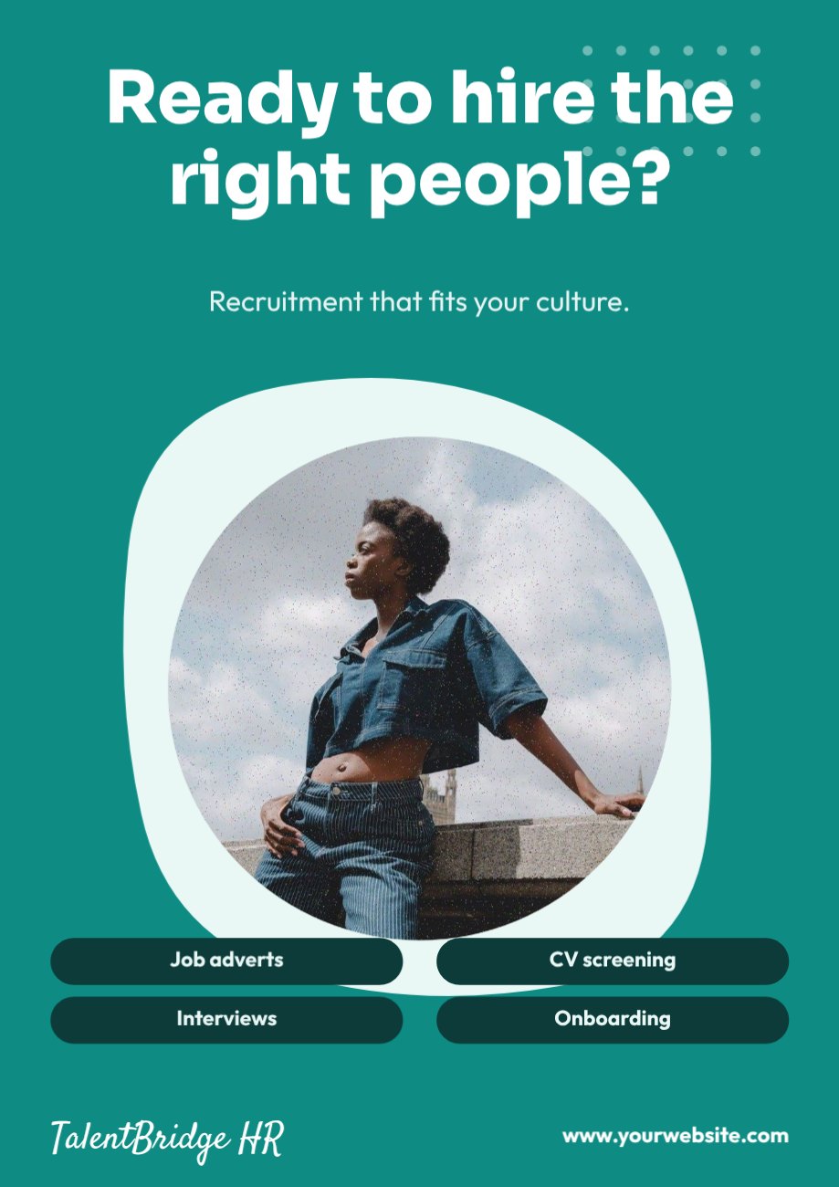 TalentBridge HR Question Flyer — editable marketing template