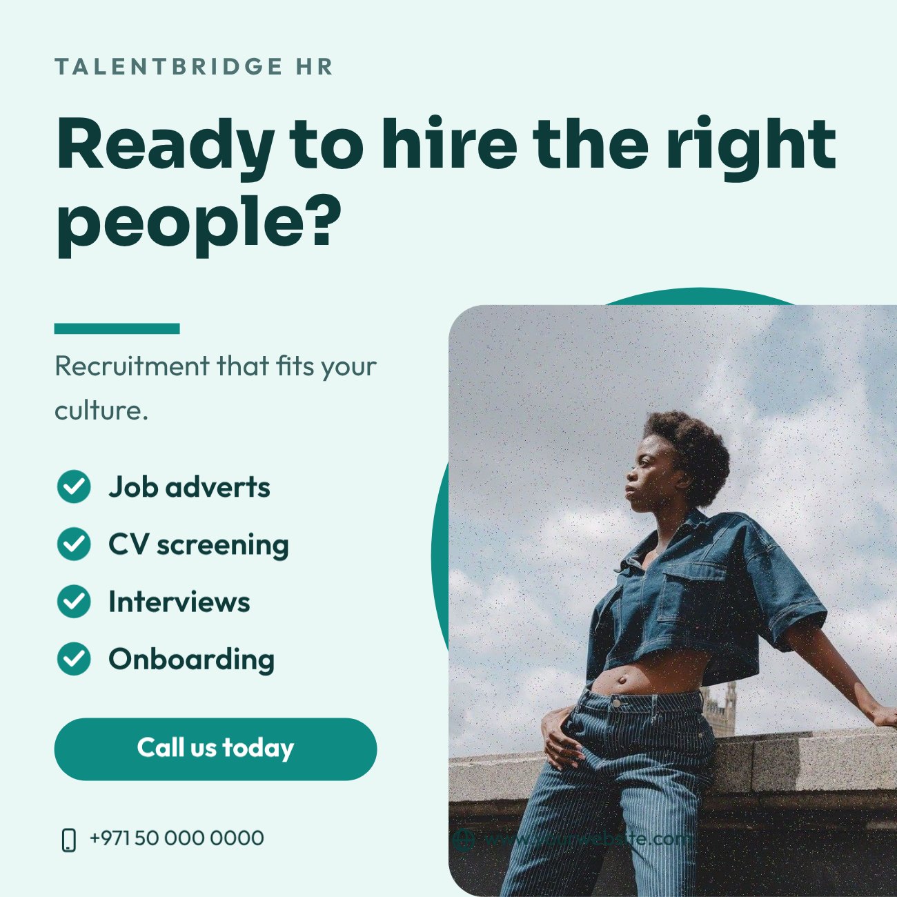 TalentBridge HR Question Post — editable marketing template