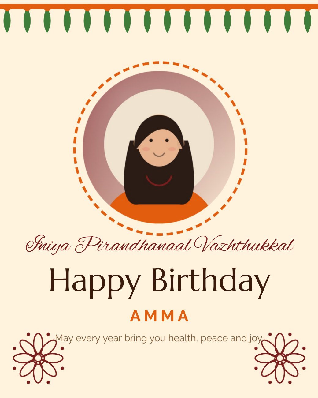 Tamil Kolam Birthday Wishes Post — editable birthday template