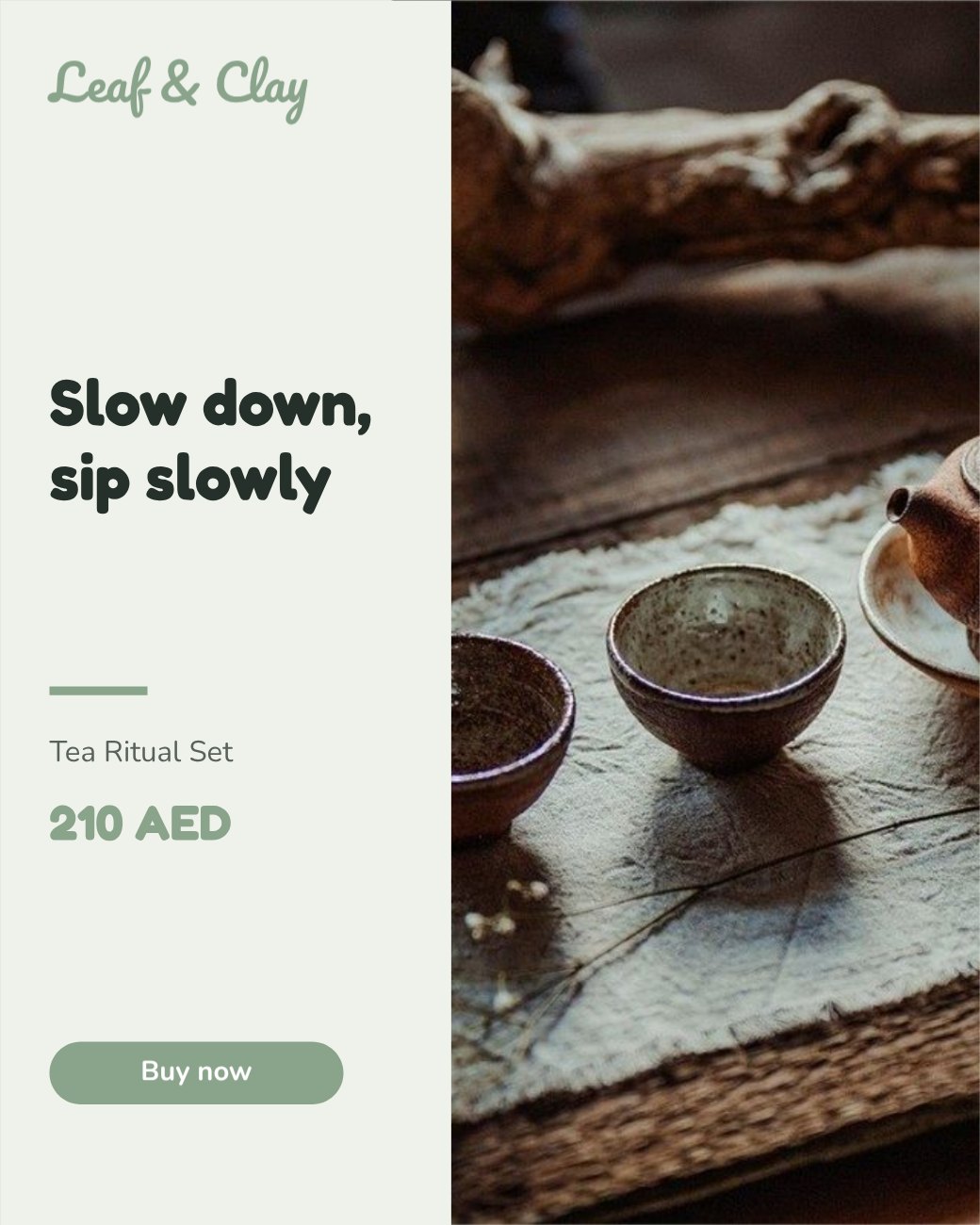Tea Ritual Set Product Ad — editable marketing template