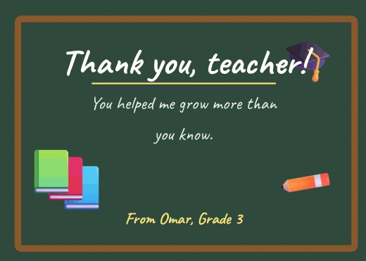 Teacher Thank You Apple Card — free thank you card template