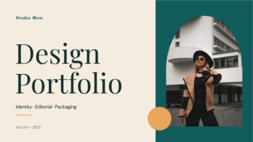 Teal And Cream Studio Portfolio Deck template