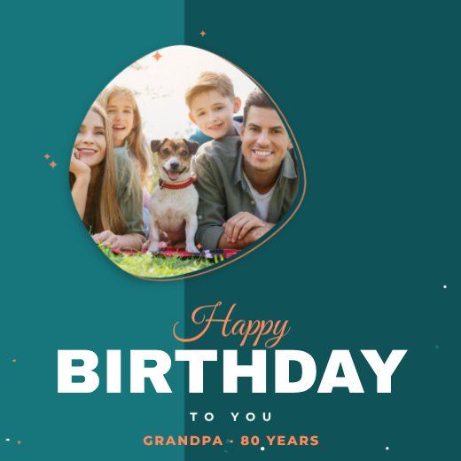 Teal Blob Birthday Square — free Instagram story template