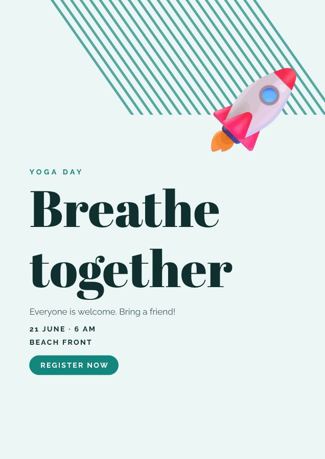 Teal Breathe together Poster — editable marketing template