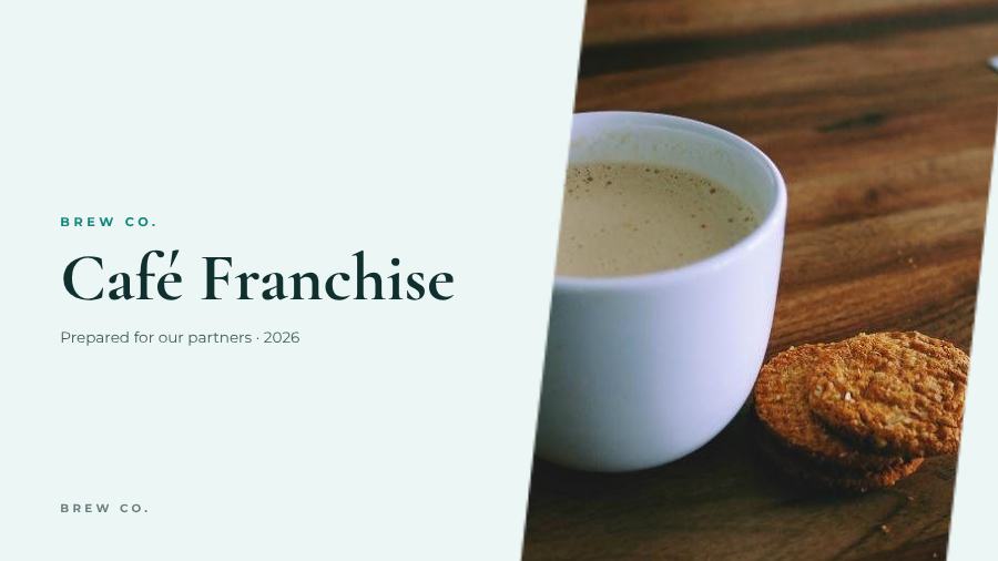 Teal Café Franchise Presentation Fresh — editable business template