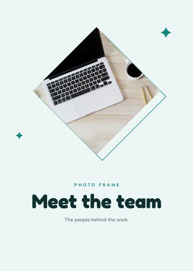 Teal Diamond Frame Meet the team — editable photo collage template