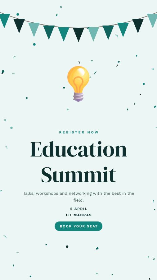 Teal Education Summit Story — editable events template