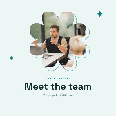 Teal Flower Frame Meet the team template