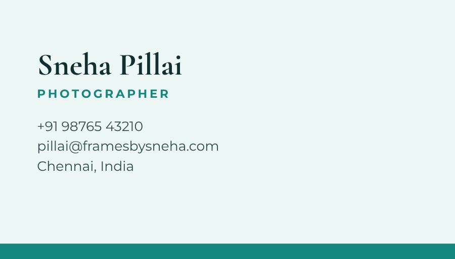 Teal Frames by Sneha Minimal Business Card — editable business template