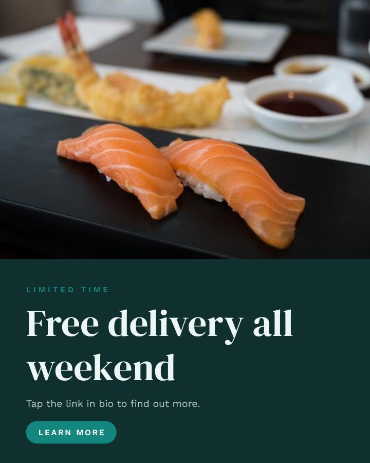 Teal Free delivery all weekend Announcement Post — editable social media template
