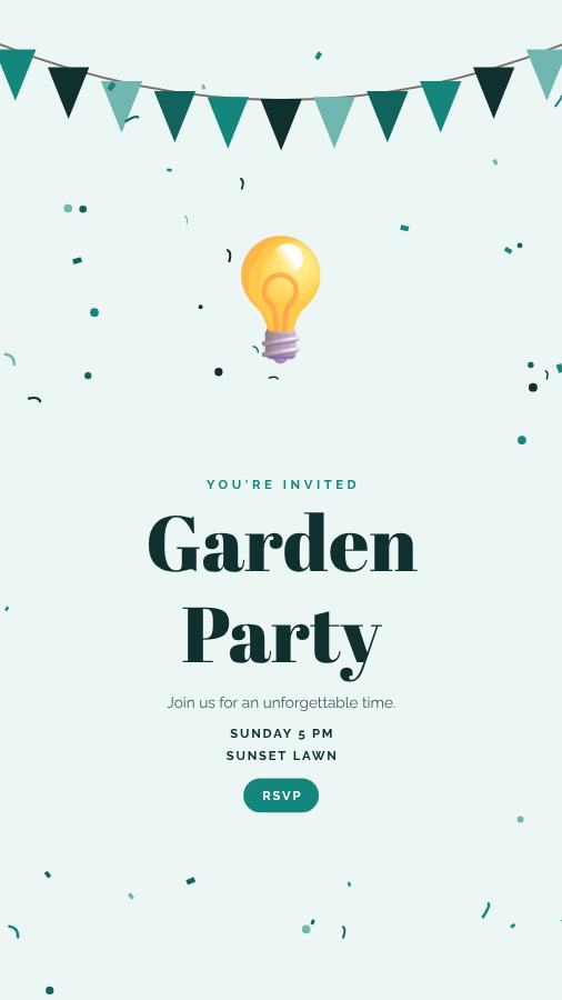 Teal Garden Party Story — editable events template