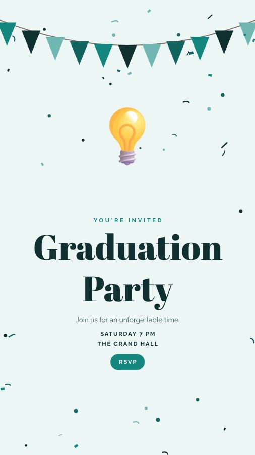 Teal Graduation Party Story — editable events template