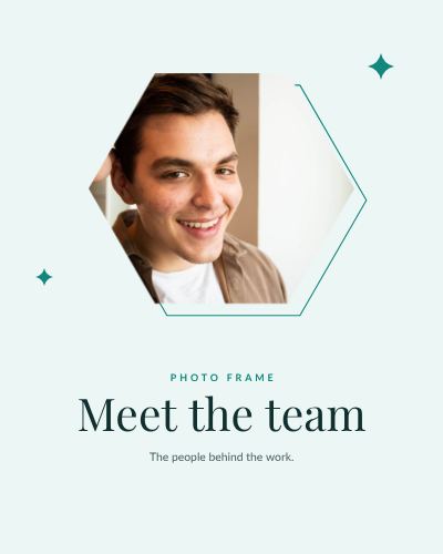 Teal Hexagon Frame Meet the team template