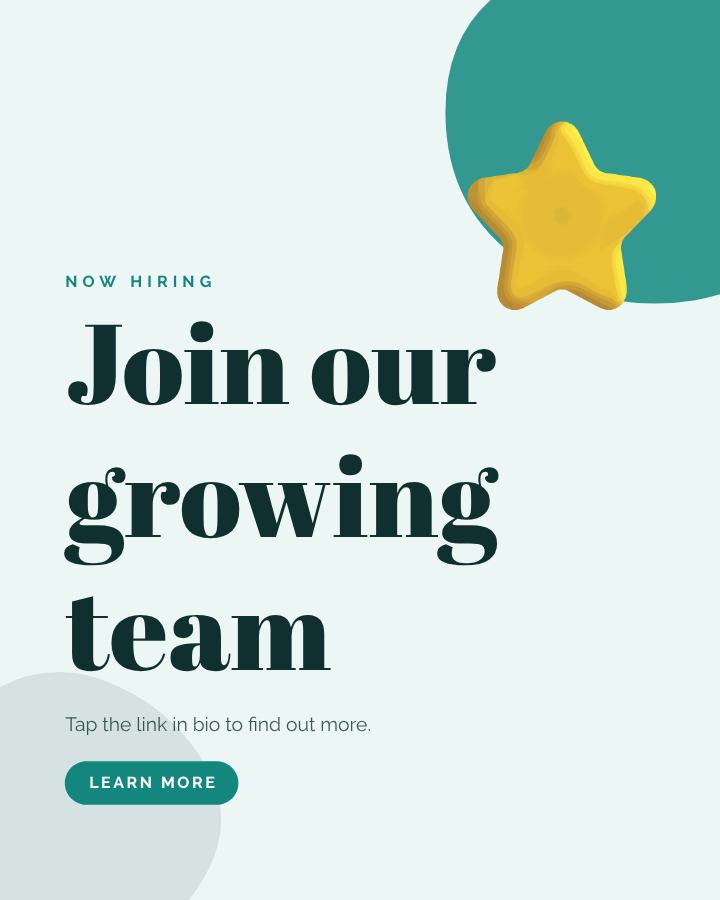 Teal Join our growing team Announcement Post — editable social media template