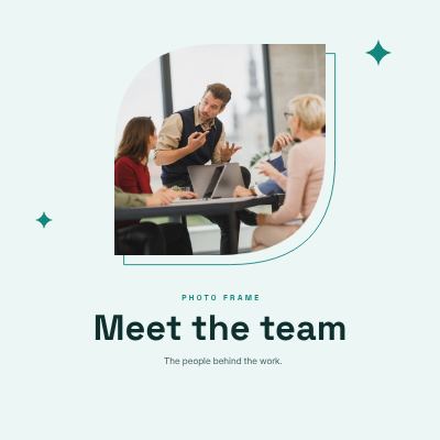 Teal Leaf Frame Meet the team template
