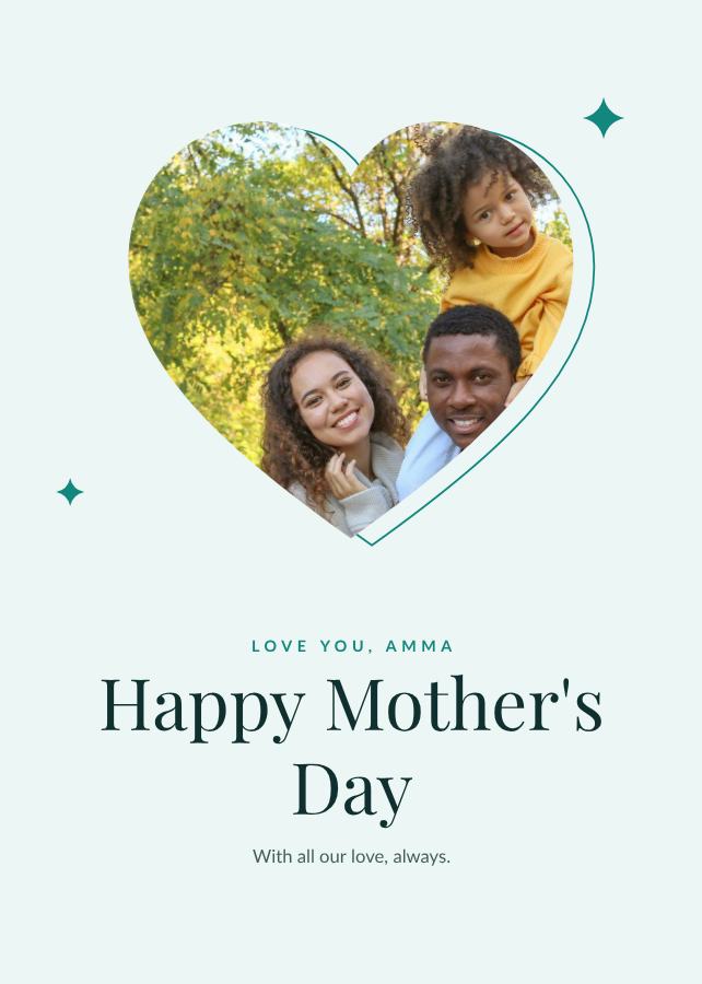 Teal Love you, Amma Happy Mother's Day Card — editable love & family template
