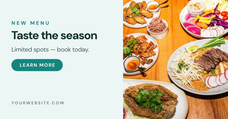 Teal New Menu Facebook Post — editable social media template