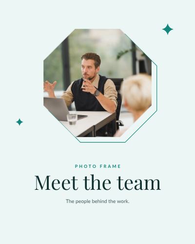 Teal Octagon Frame Meet the team template