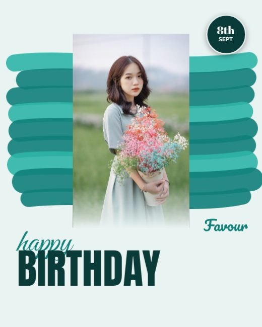 Teal Paint Brush Birthday Wish Post template