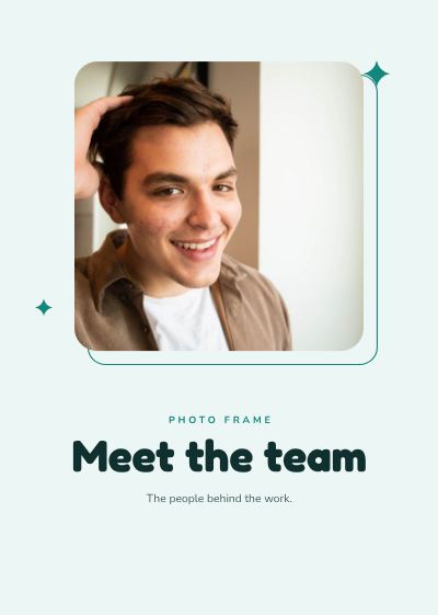 Teal Rounded Frame Meet the team template
