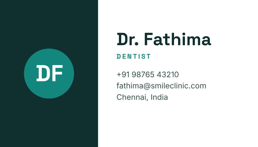 Teal Smile Clinic Split Business Card — editable business template