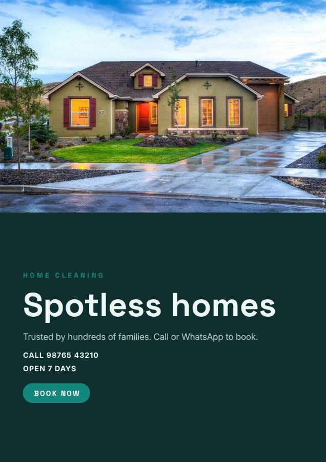 Teal Spotless homes Home cleaning Flyer Promo — editable business template