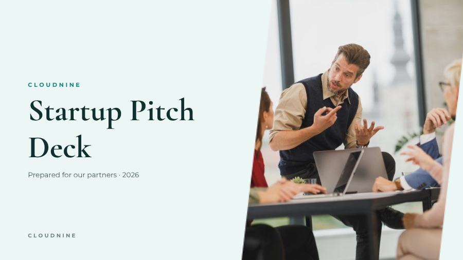 Teal Startup Pitch Deck Presentation Fresh — editable business template