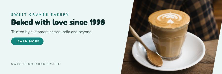 Teal Sweet Crumbs Bakery Website Banner — editable marketing template