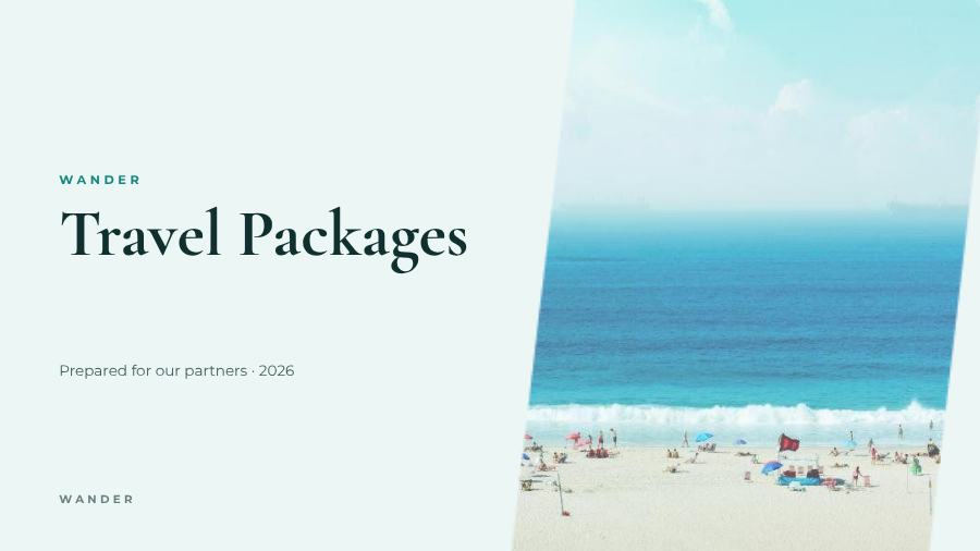 Teal Travel Packages Presentation Fresh — editable business template
