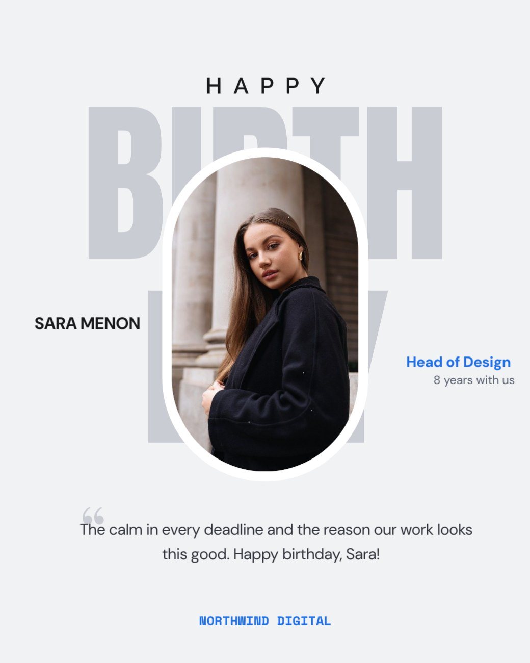 Team Birthday Big Letters Corporate Post — editable birthday template