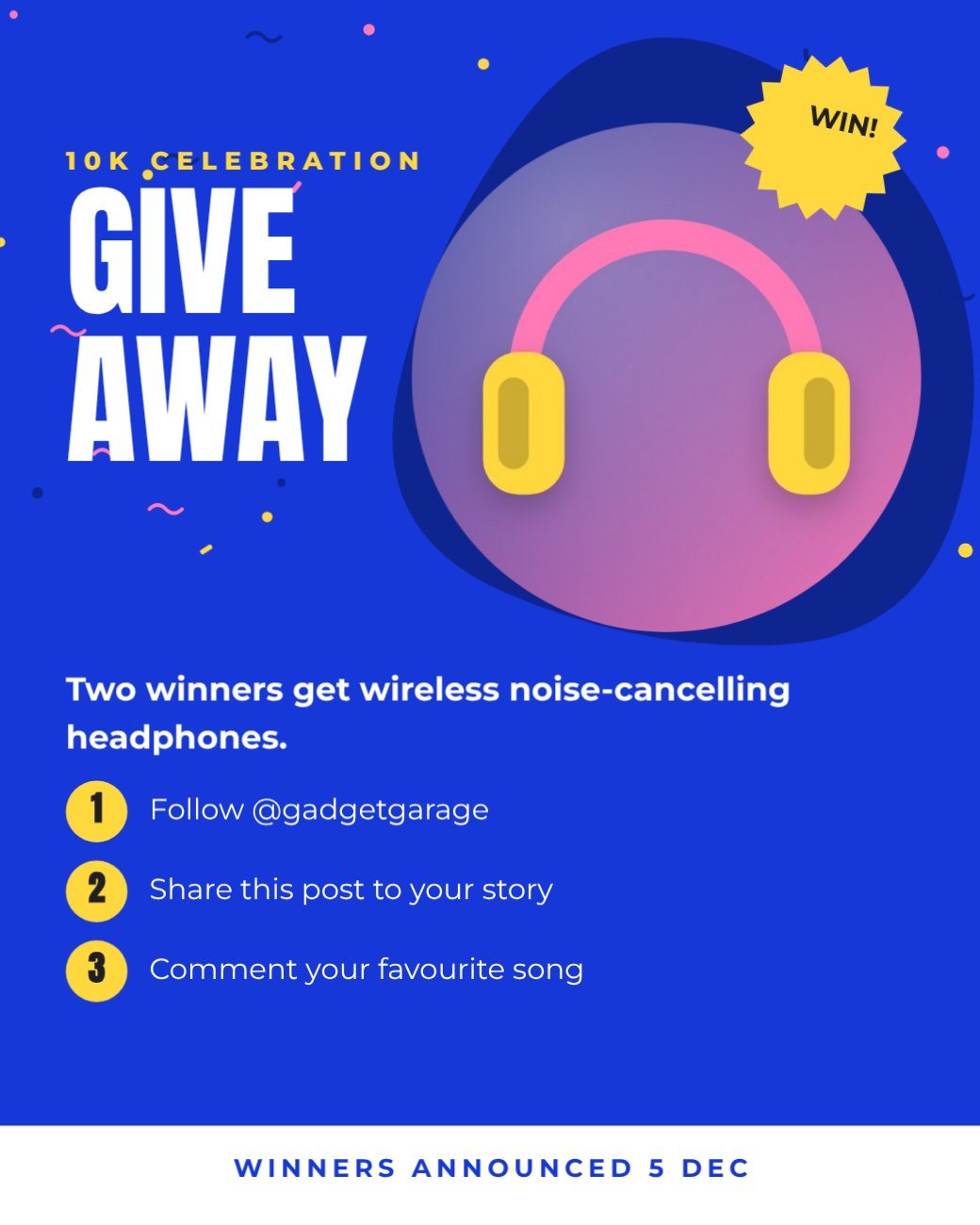Tech Gadget Giveaway Post — editable social media template