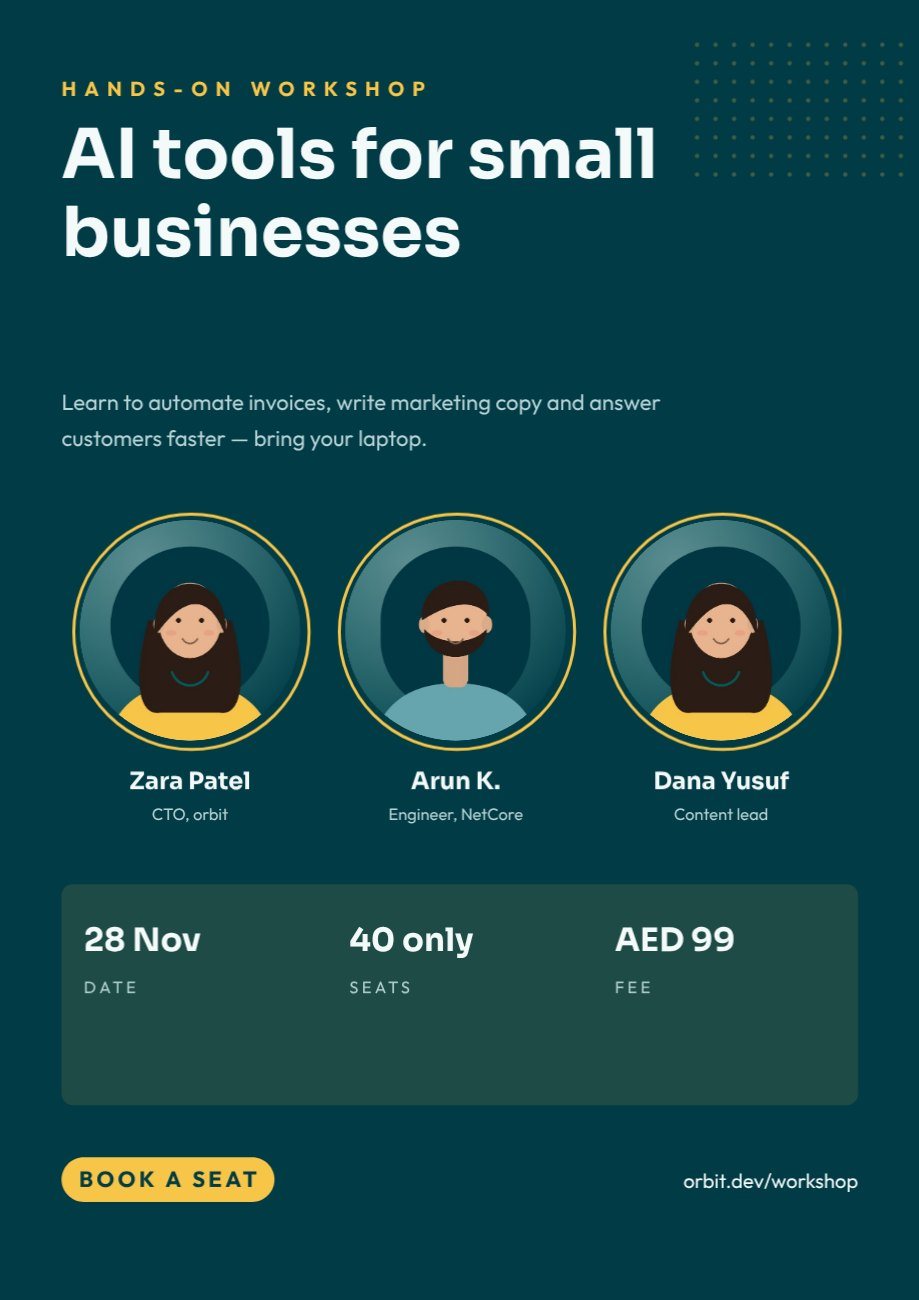 Tech Workshop Speakers Flyer — editable marketing template