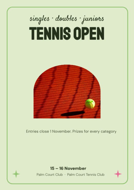 Tennis Open Sports Poster template