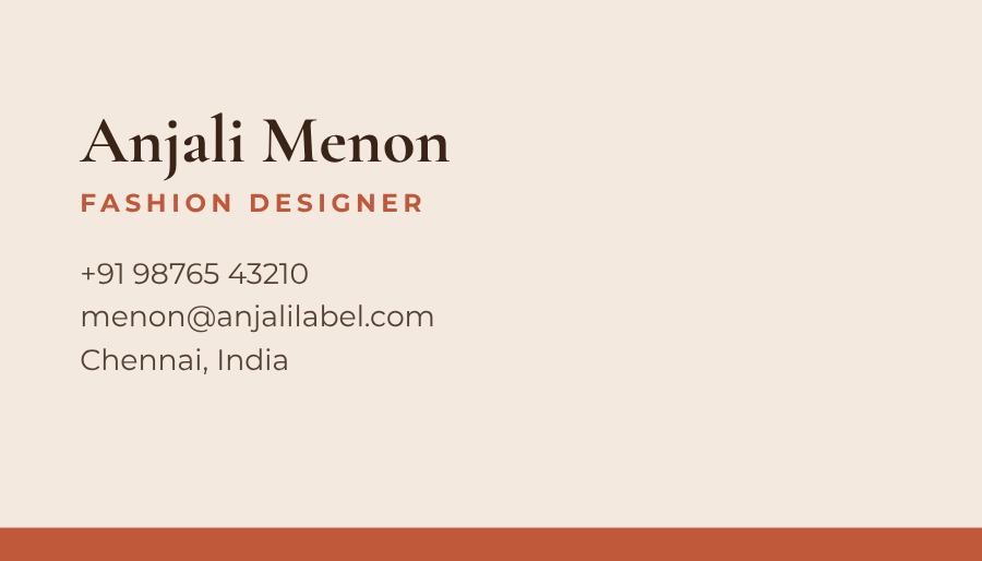 Terracotta Anjali Label Minimal Business Card — editable business template